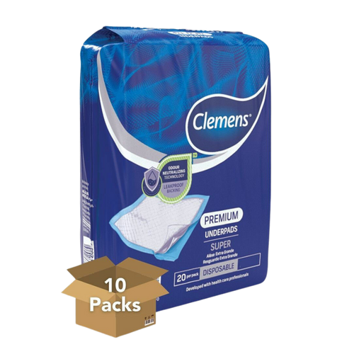 Buy Clemens Disposable Underpad / Linen Saver with fluff and Polymers 60cm x 60cm (Per Box = 10 Packs) | nappycare.co.za