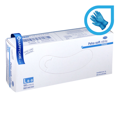 Buy Peha-Soft Long Cuff Nitrile Guard Powder-Free Exam Gloves (100 Pcs packs) | nappycare.co.za